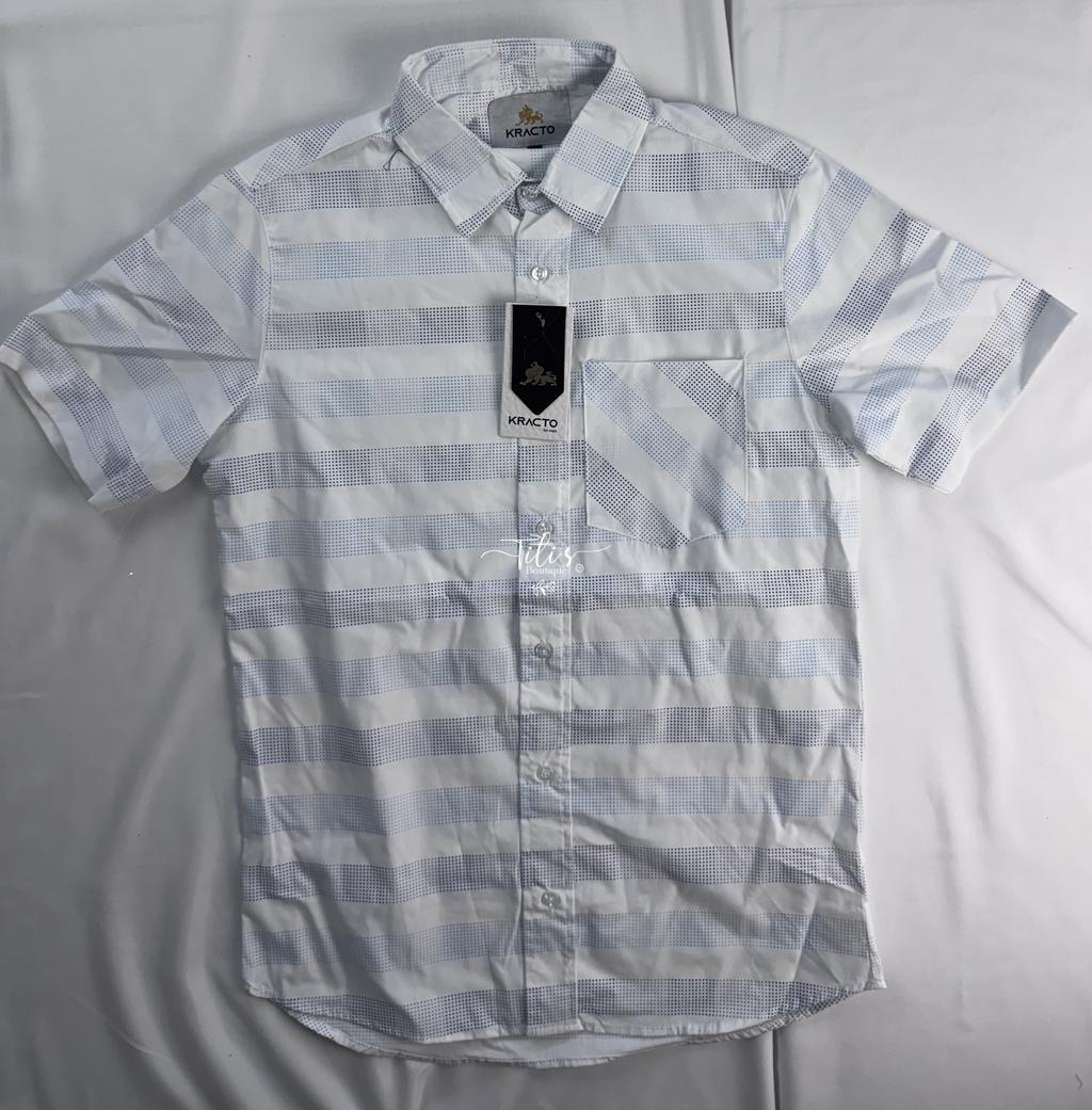 Camisa Rayas Blanco Azul
