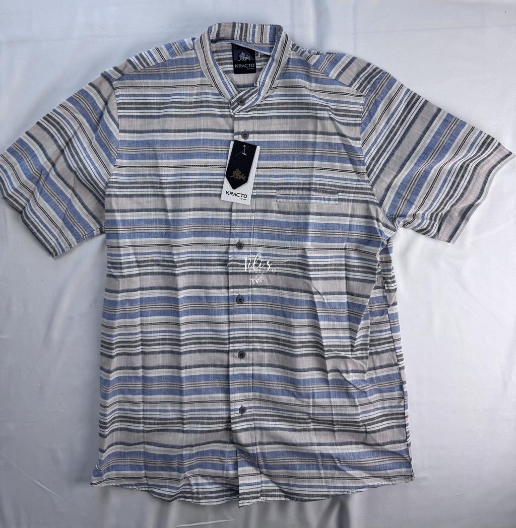 Camisa Rayas Azul Beige