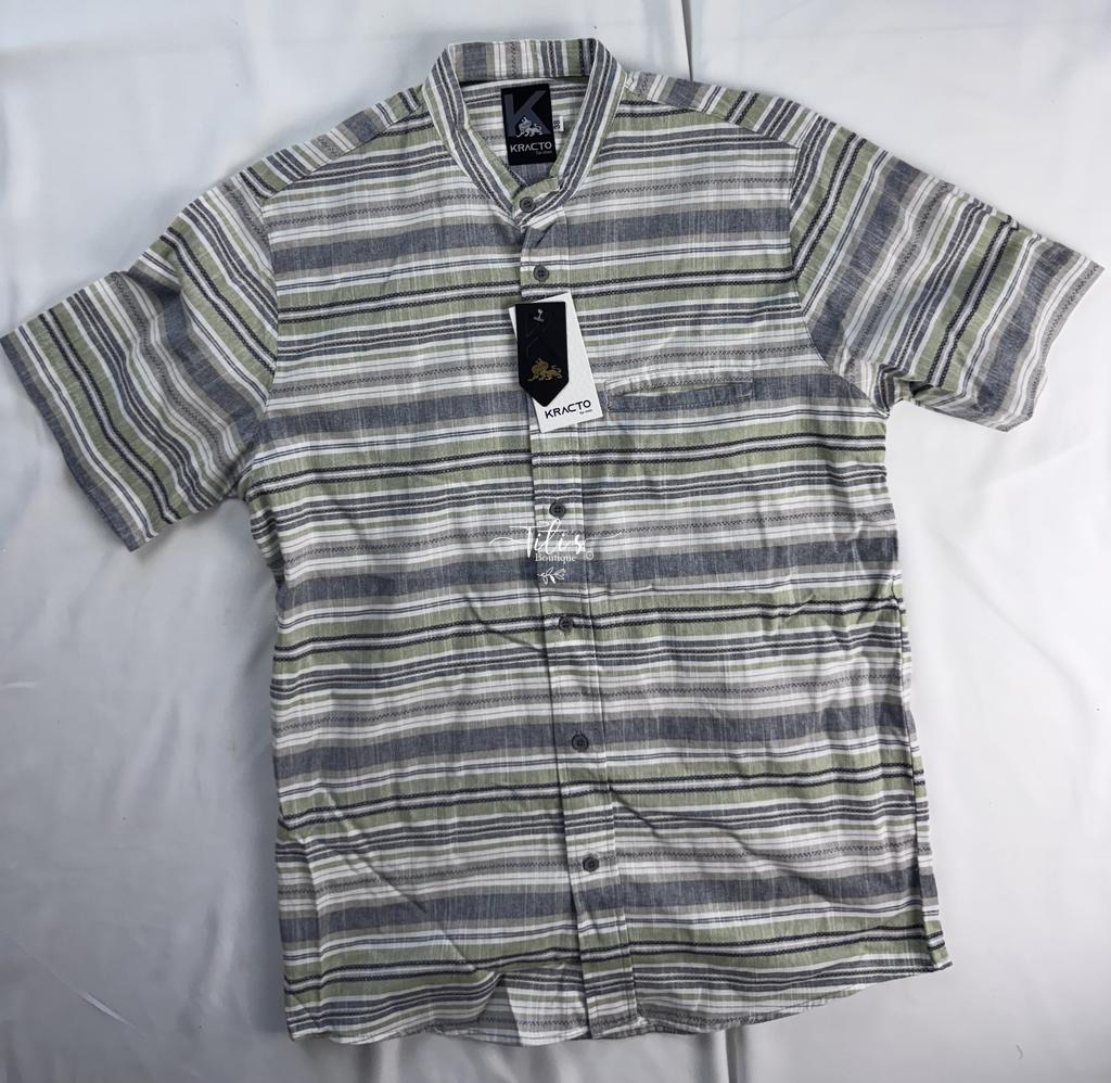 Camisa Rayas Verde Gris