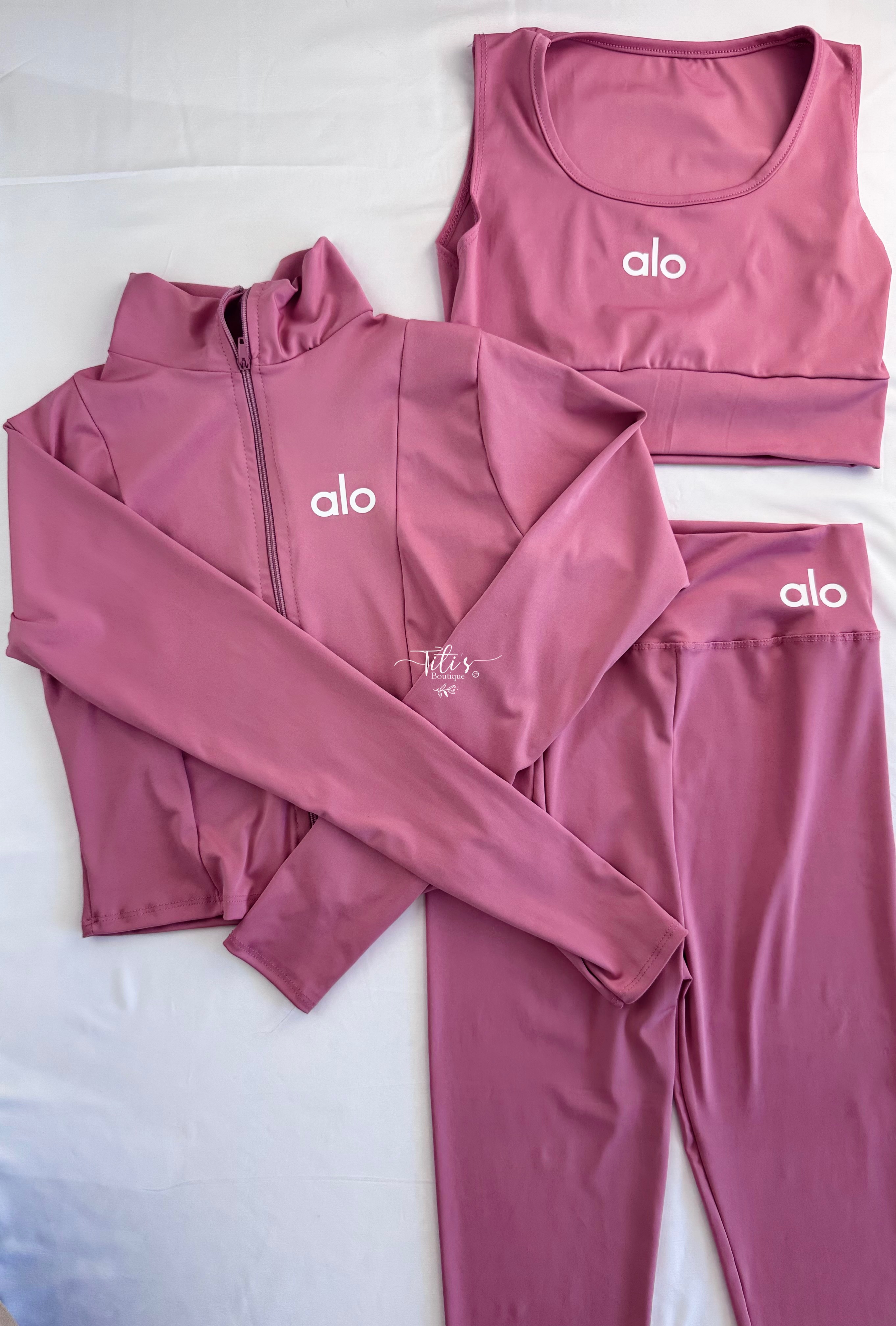 Conjunto Licra Alo 3pz Rosa Fuerte