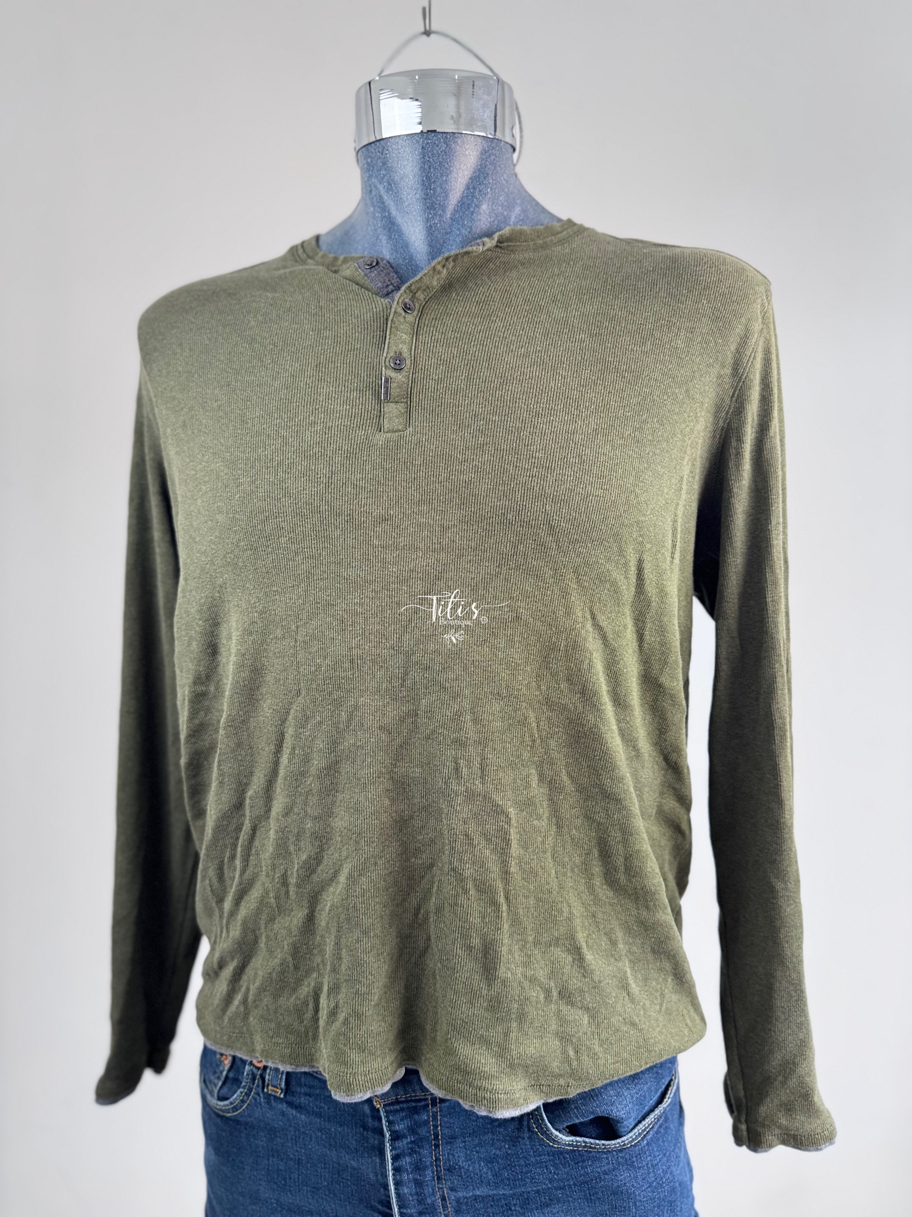 Bazar Playera CK Manga Larga Verde 