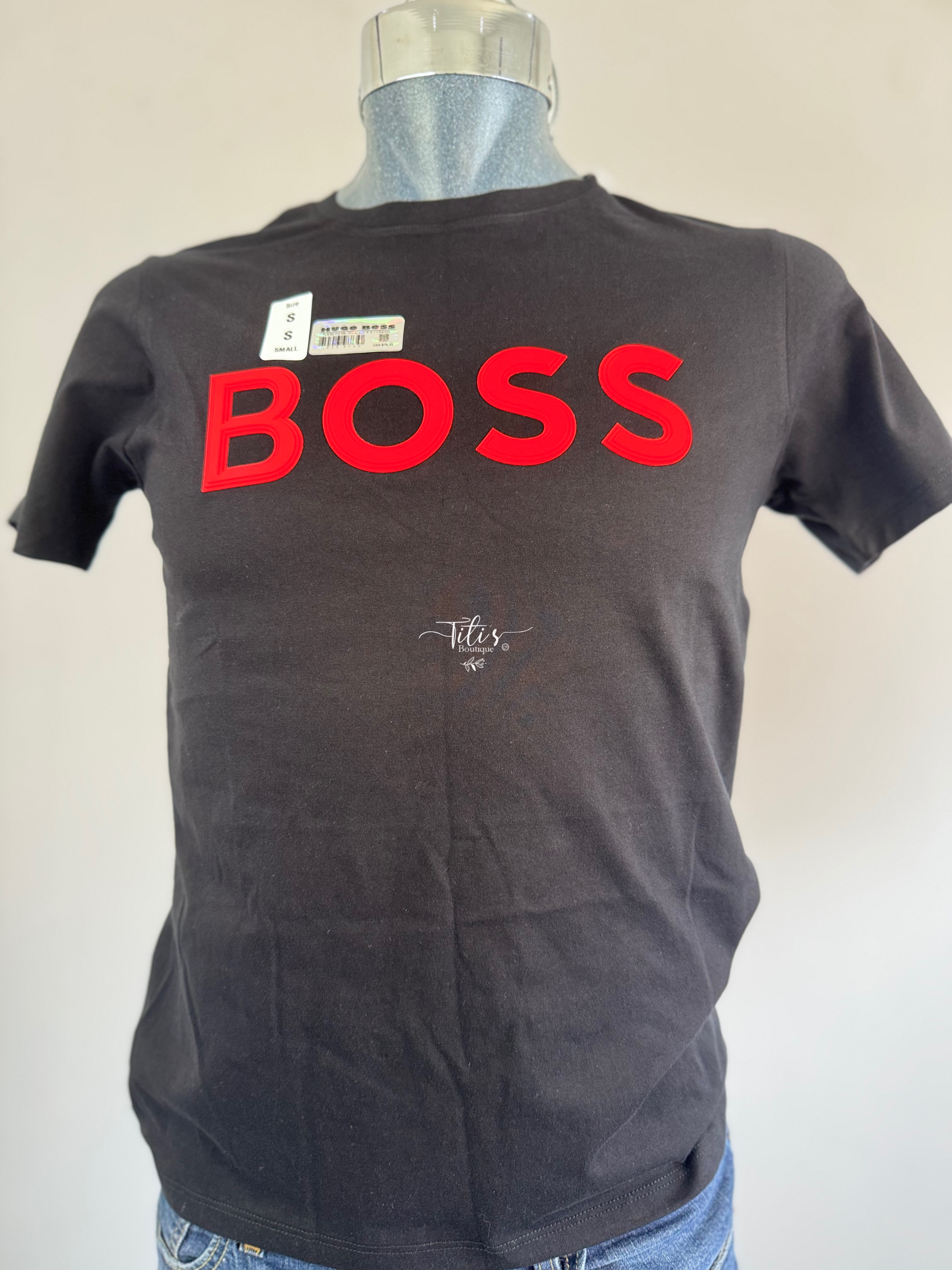 Playera BOSS Negro Con Rojo