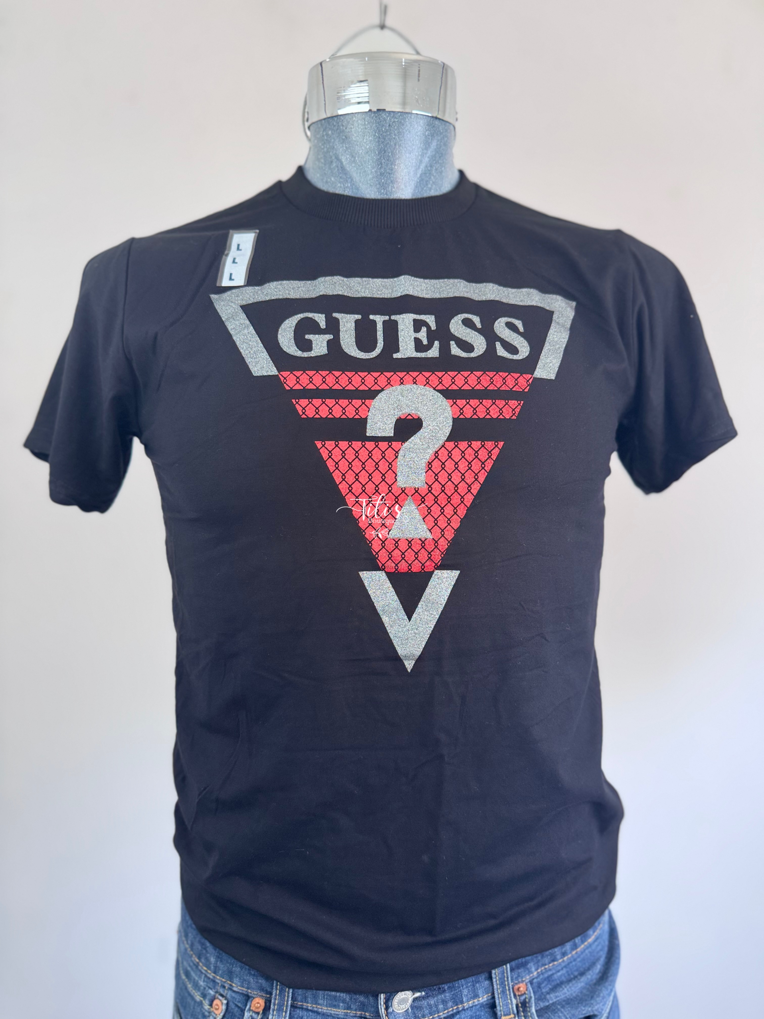 Playera Guess Brillos Negro 