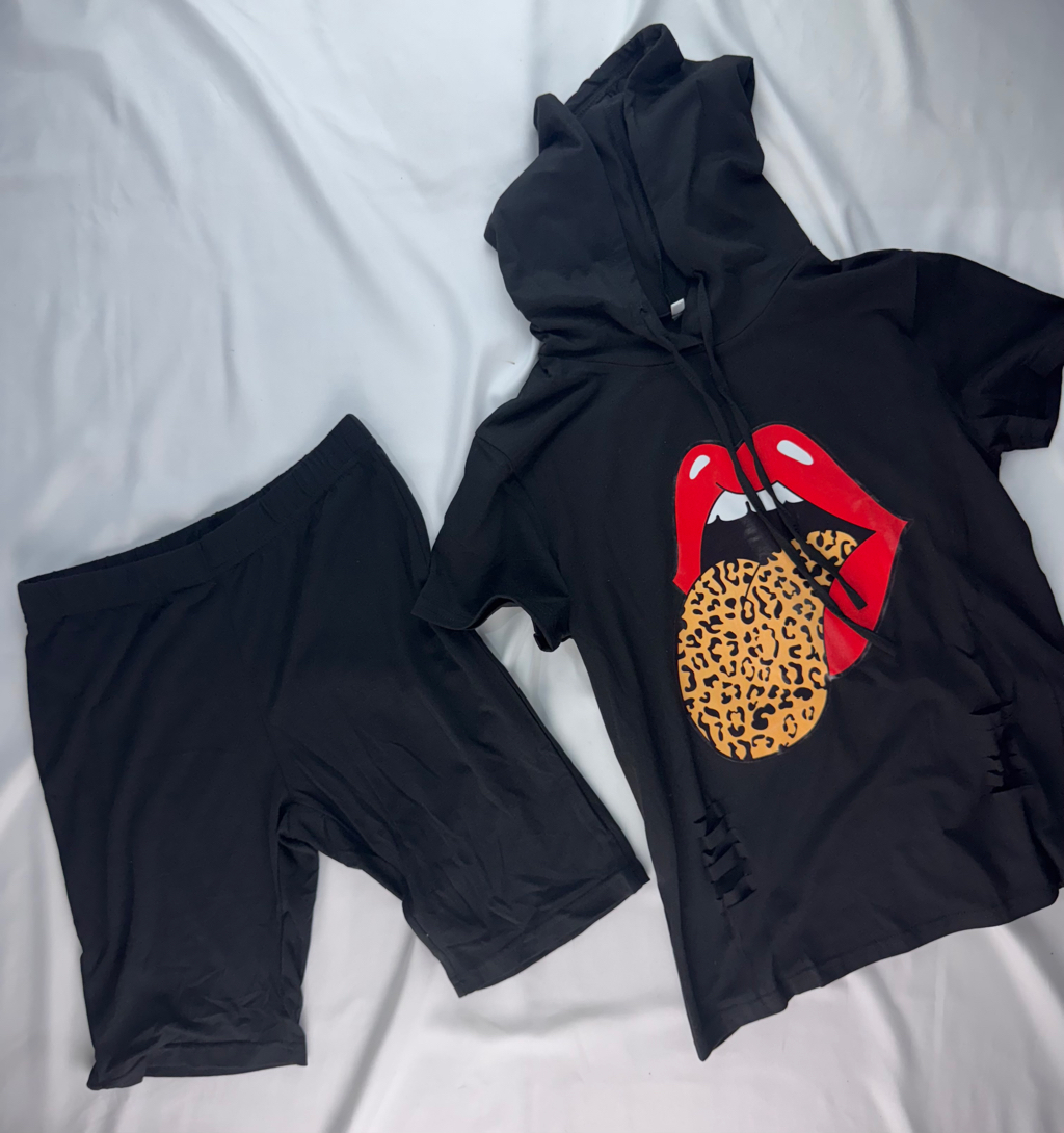 Conjunto Shorts Negro Rolling Stones