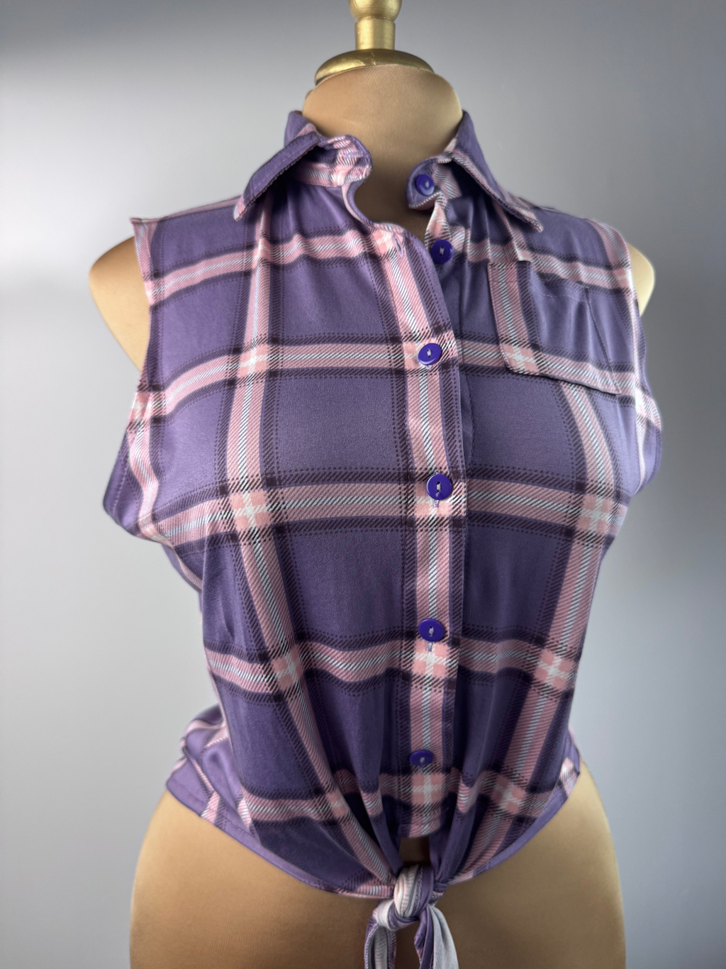 Blusa Morado Cuadros 