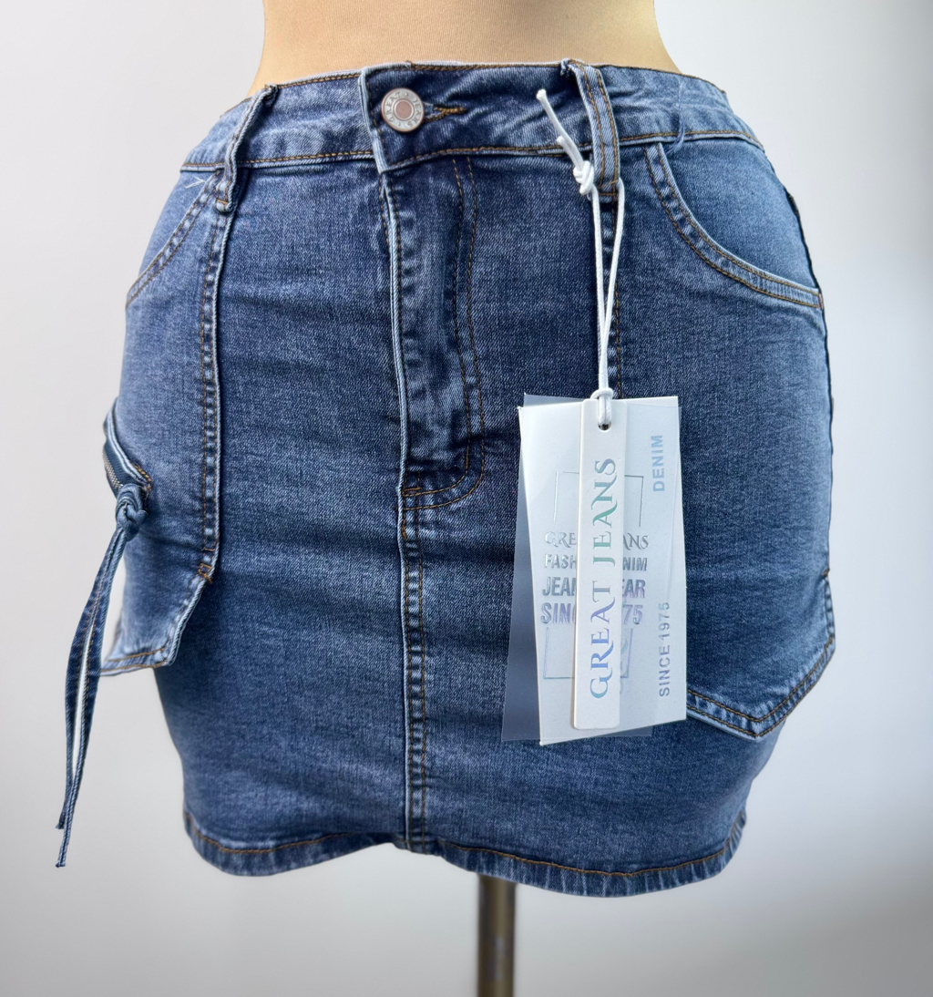 Short Falda Cargo Mezclilla
