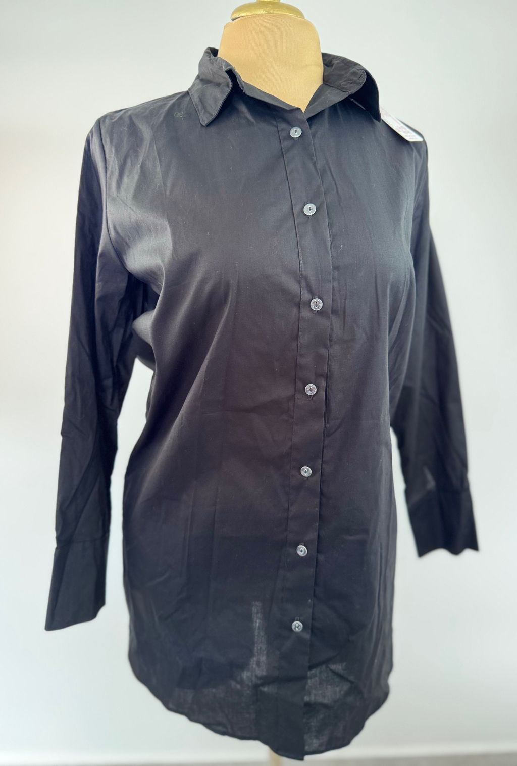 Vestido Botones Manga Larga Negro