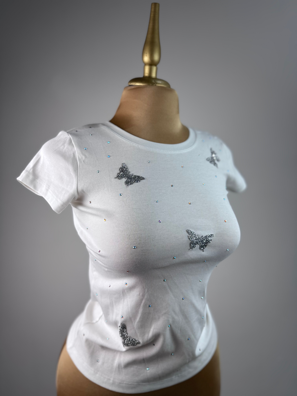 Blusa Brillos Mariposa Blanco