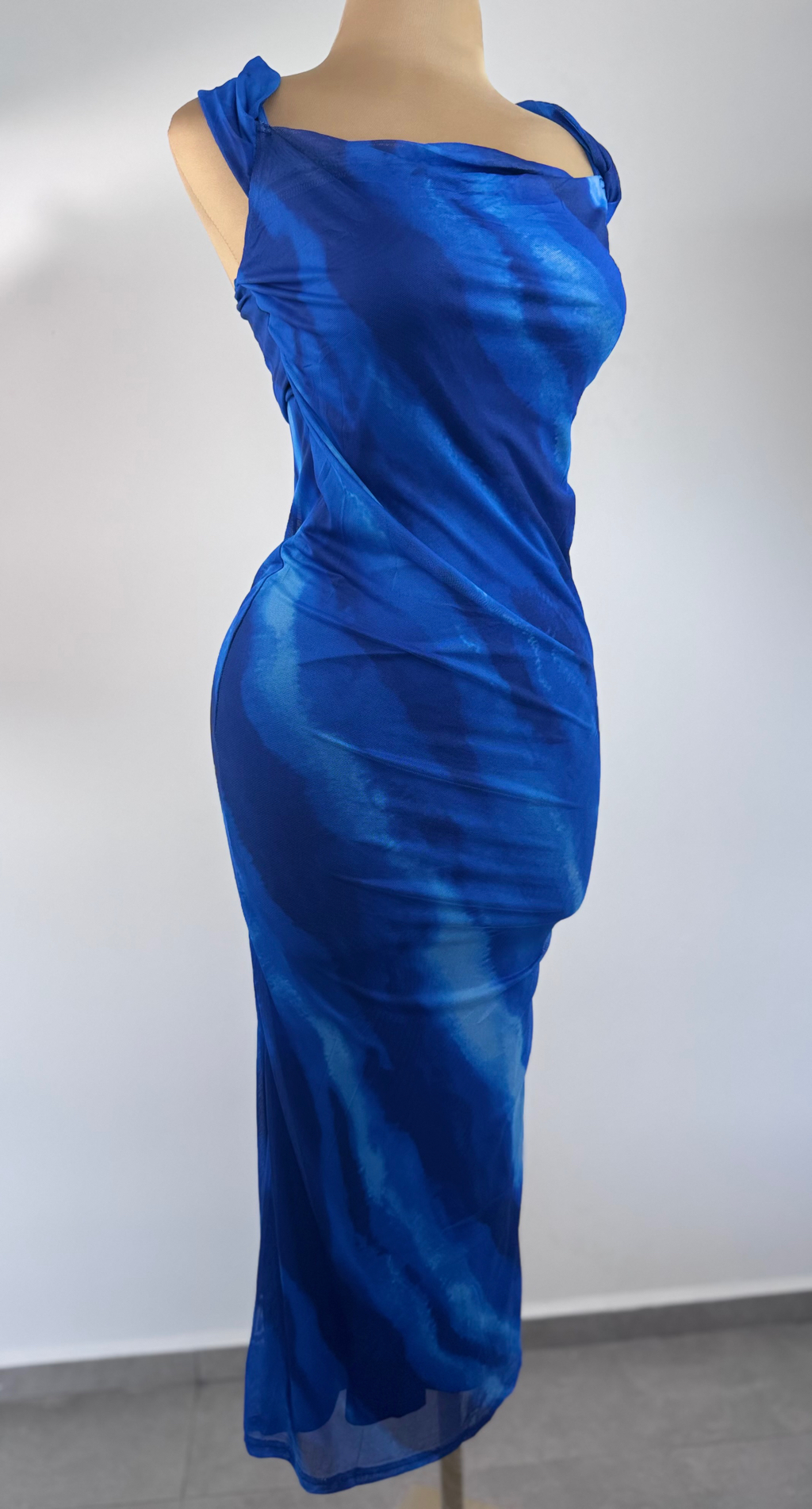 Vestido Largo Estampado Azul