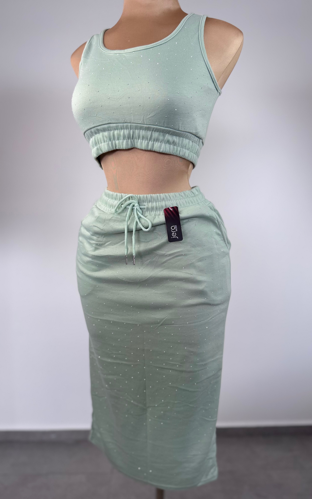 Conjunto Falda Brillos Verde