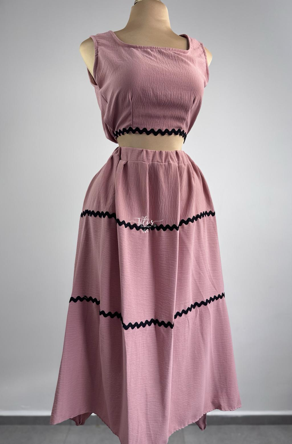 Conjunto Falda Rosa Negro