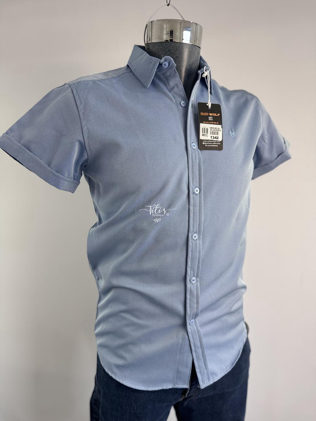 Camisa Manga Corta Celeste