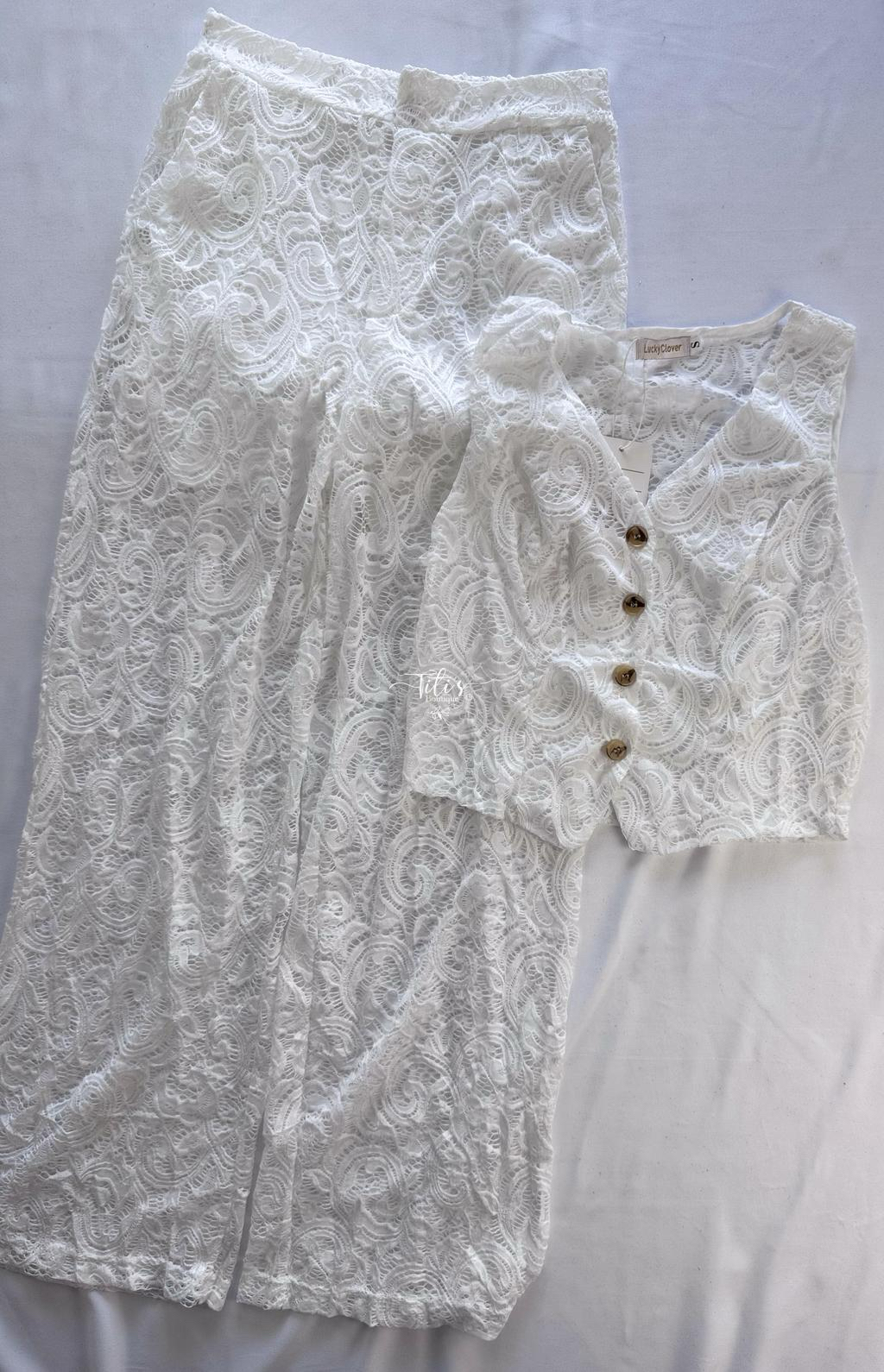 Conjunto Pantalón Encaje Blanco