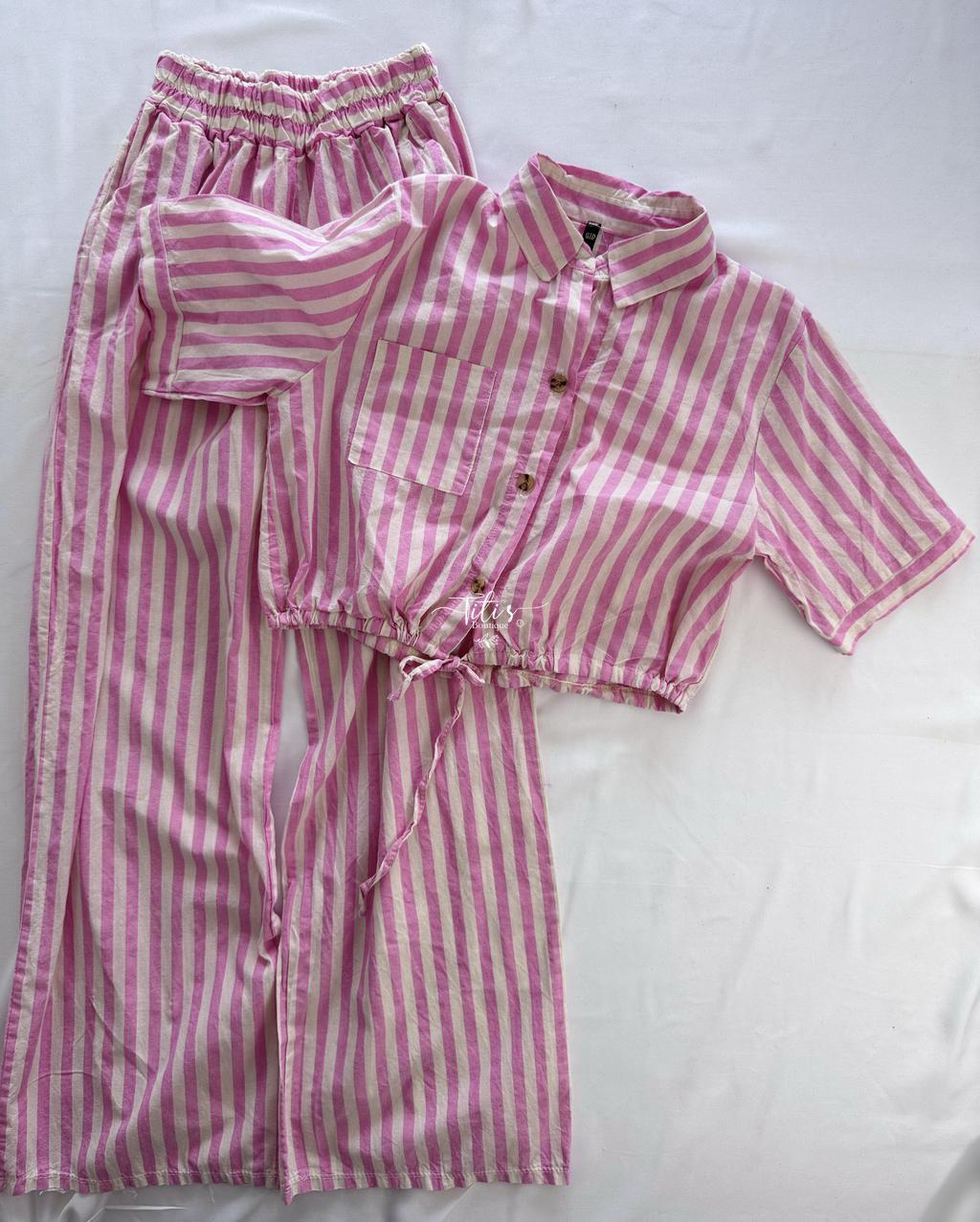 Conjunto Pantalón Rayas Rosa