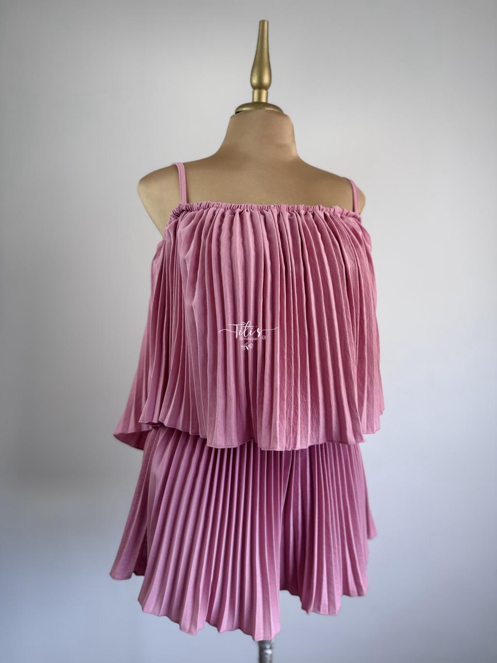 Vestido Plisado Rosa
