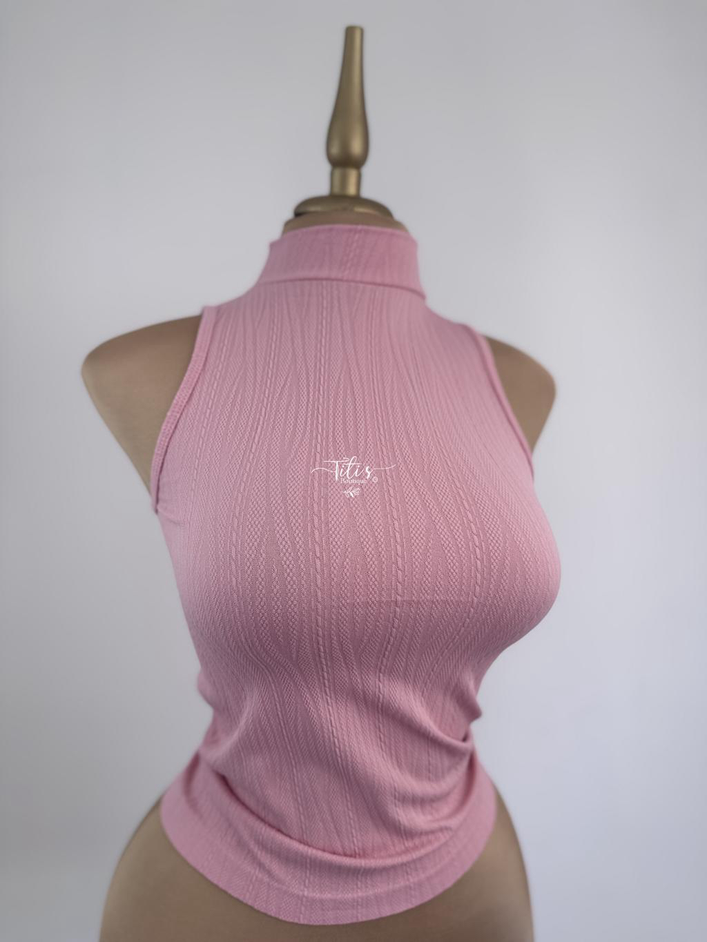 Blusa Licra Cuello Rosa
