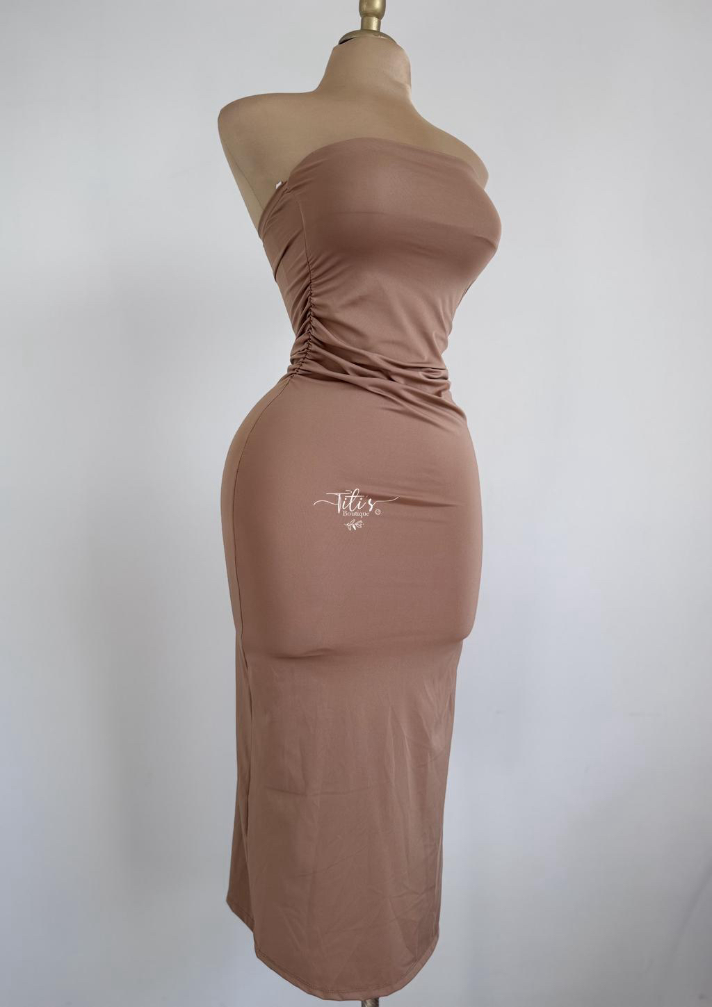 Vestido Strapless Beige
