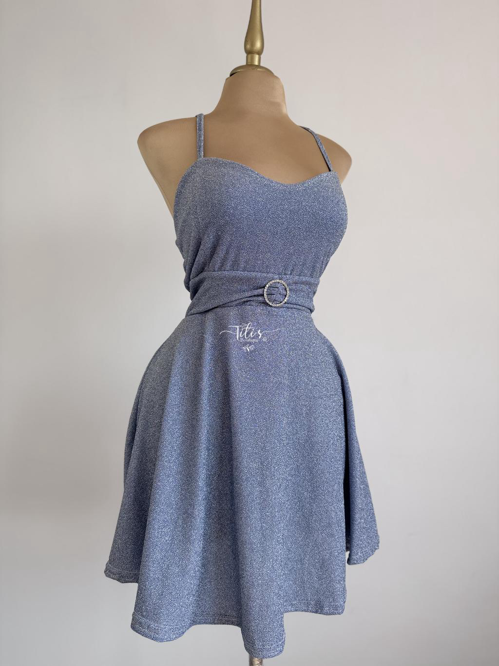 Vestido Brillos Celeste