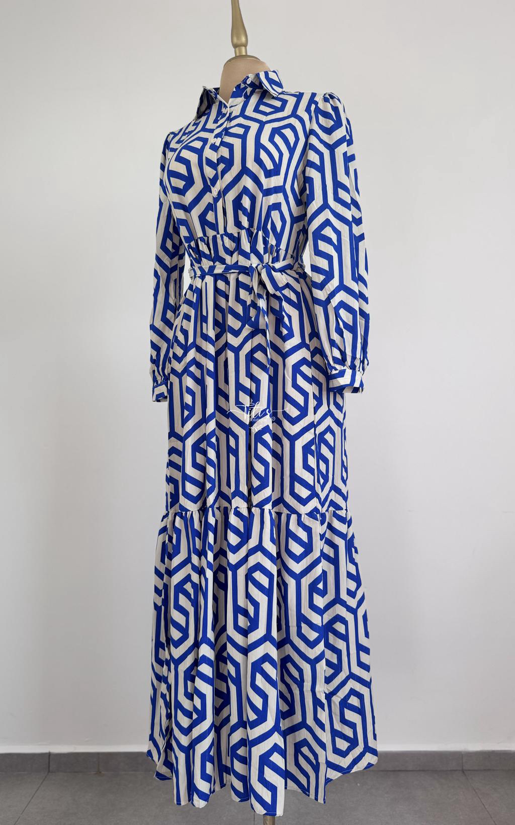 Vestido Estampado Blanco c/Azul