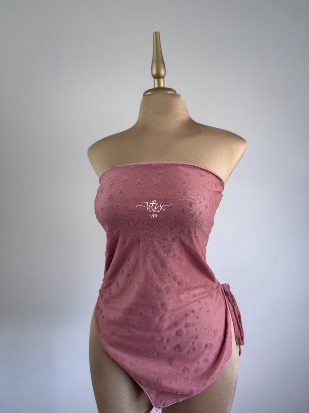 Blusa Strapless Corazones Rosa