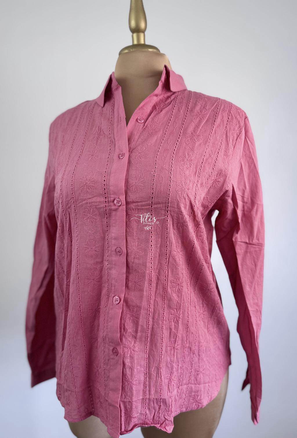 Blusa Bordado Rosa