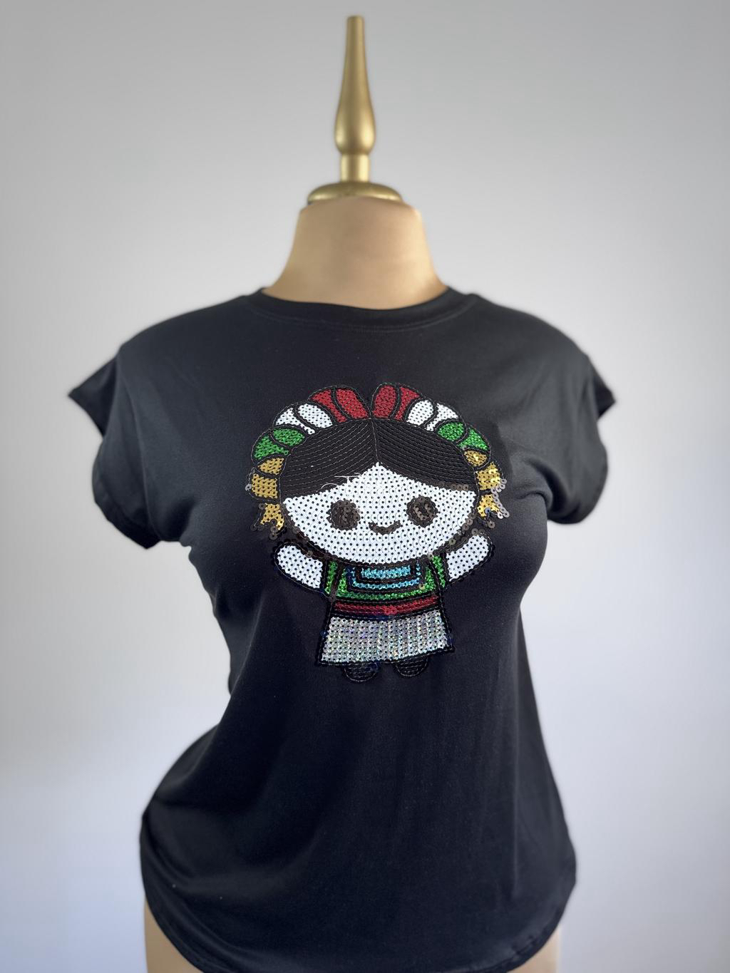 Playera Lentejuela Mexicana Muñeca