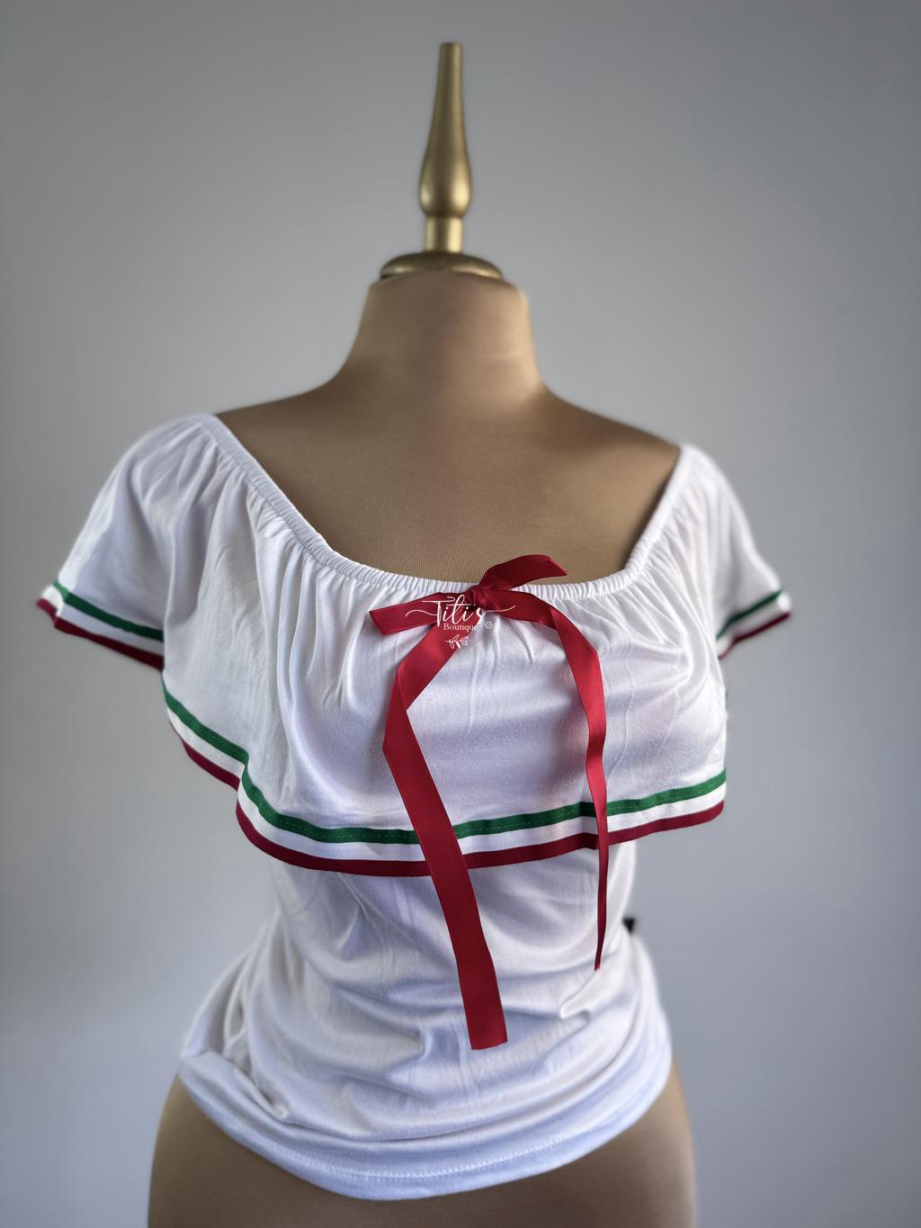 Blusa Mexicana Tricolor Blanco