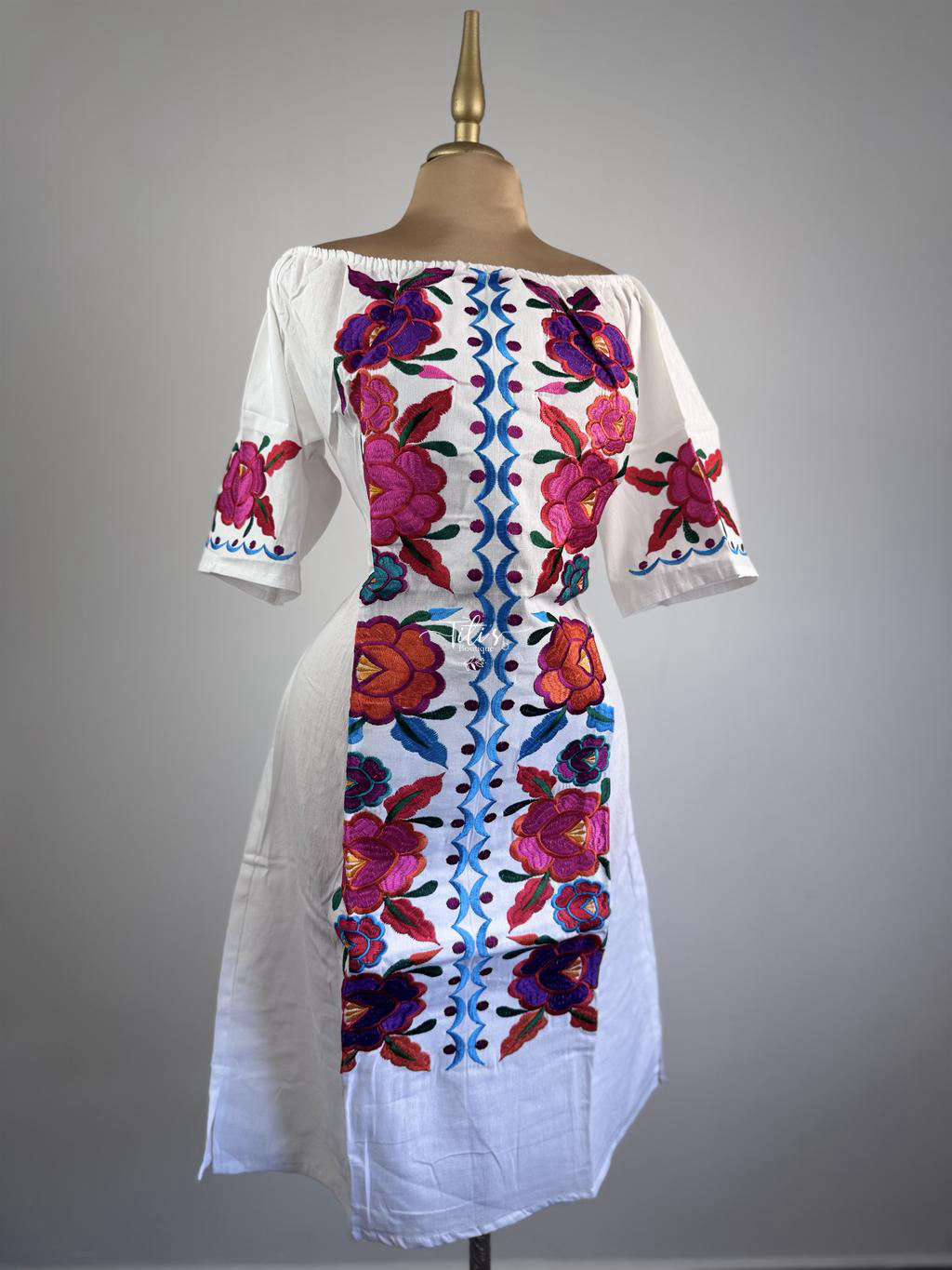 Vestido Mexicano Recto Blanco