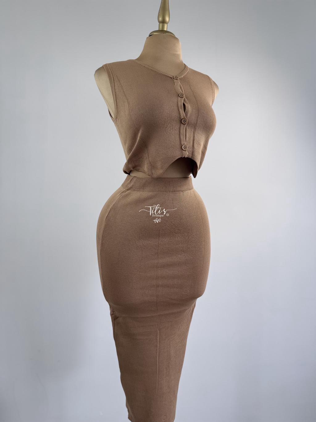 Conjunto Falda Tejido Camel