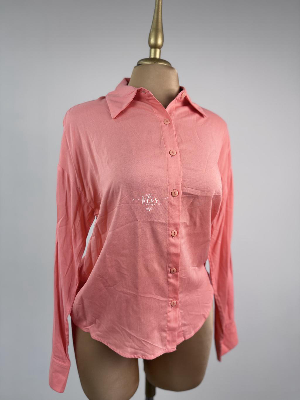 Blusa Botones Manga Larga Melón 