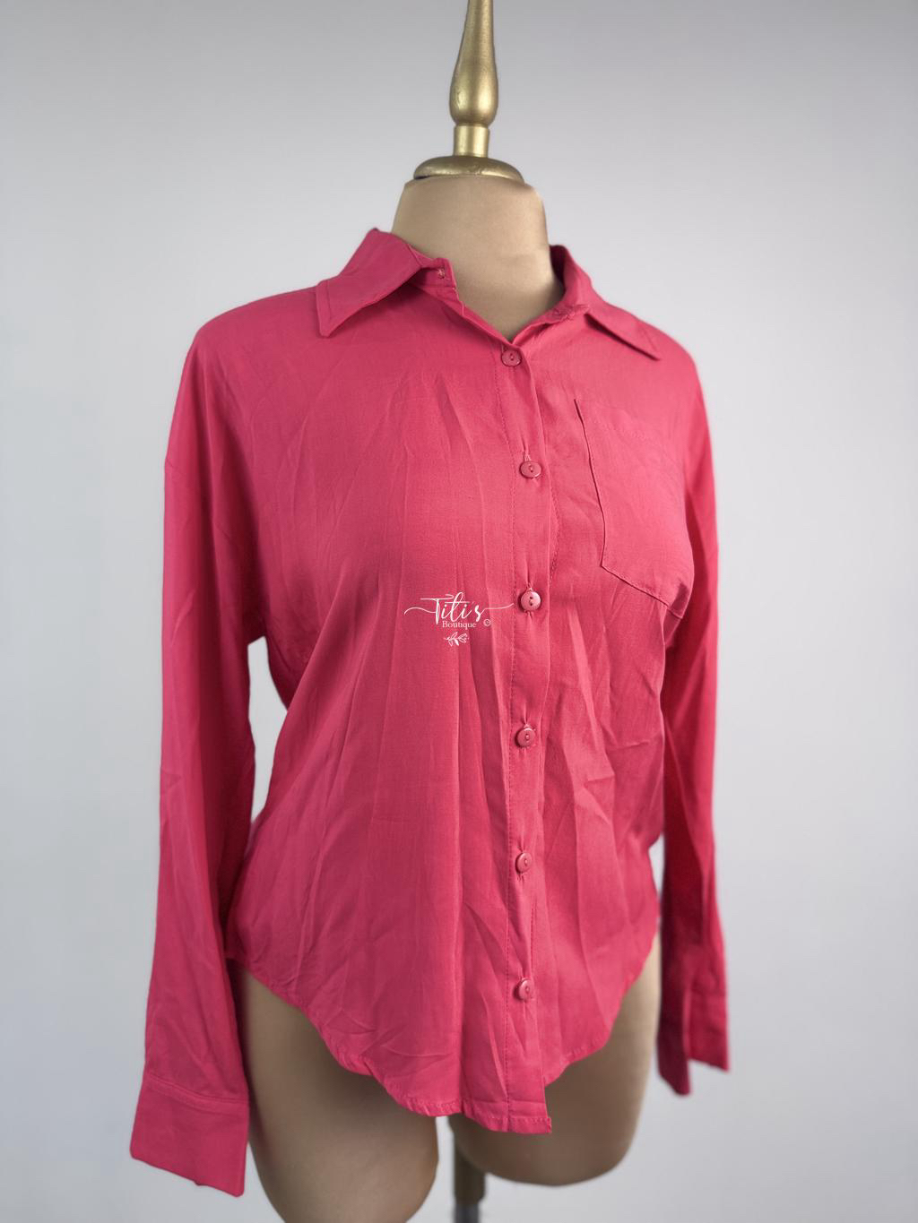 Blusa Botones Manga Larga Coral 