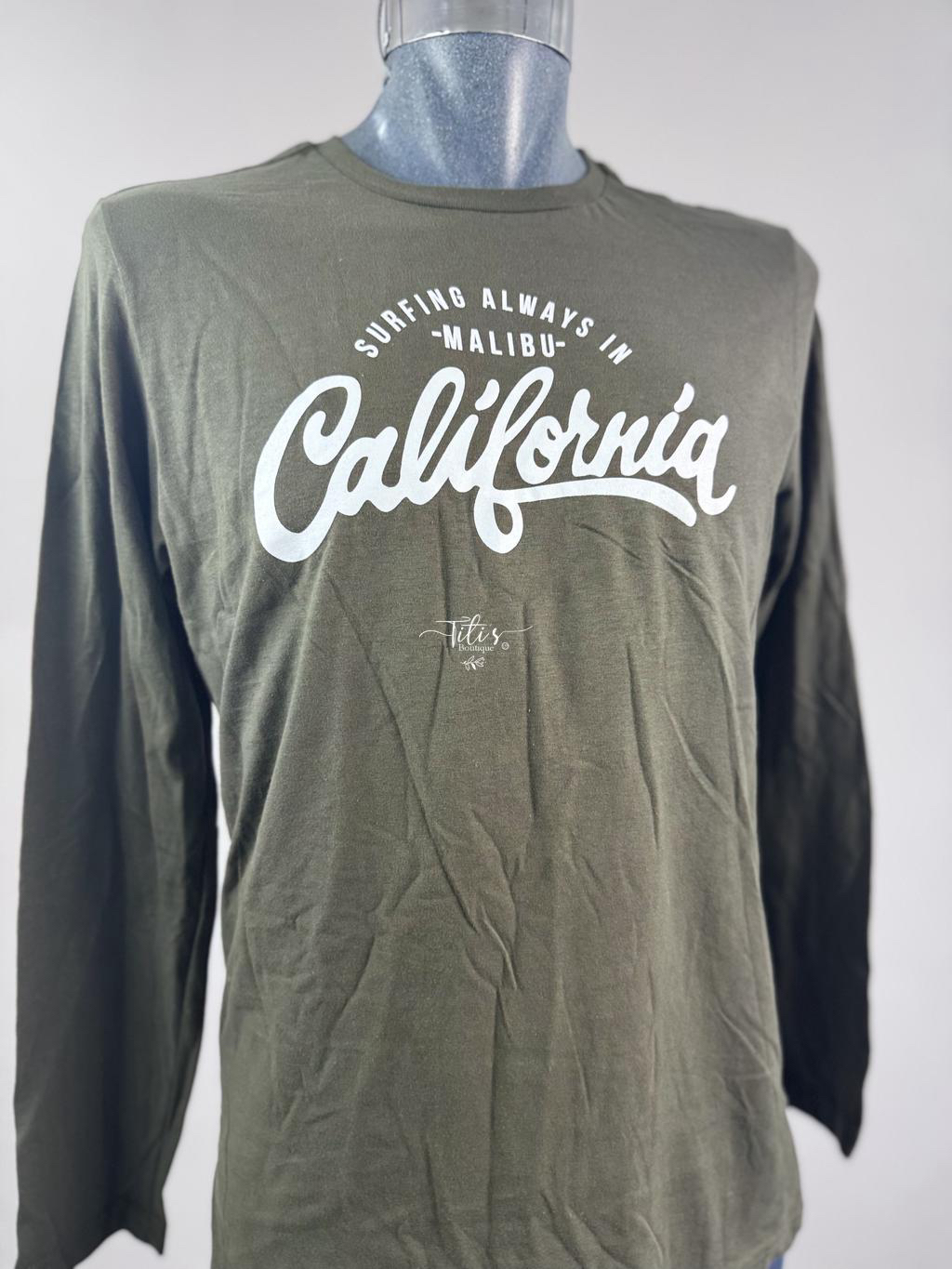 Playera California Manga Larga Verde