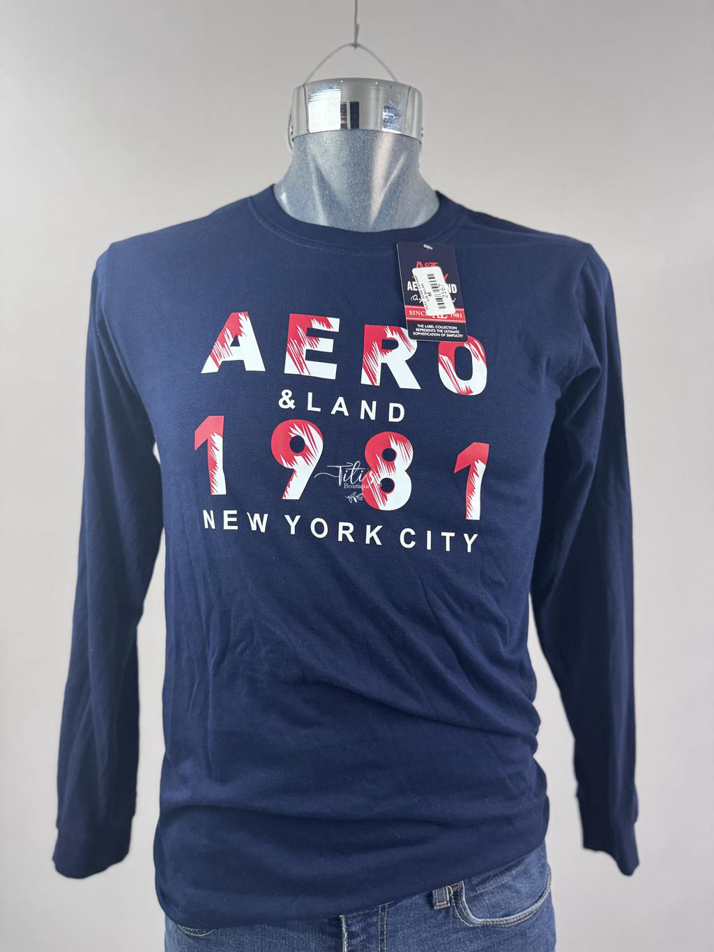 Playera Aero Manga Larga Azul