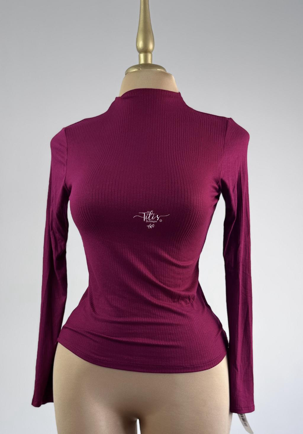 Blusa Cuello Manga Larga Guindo