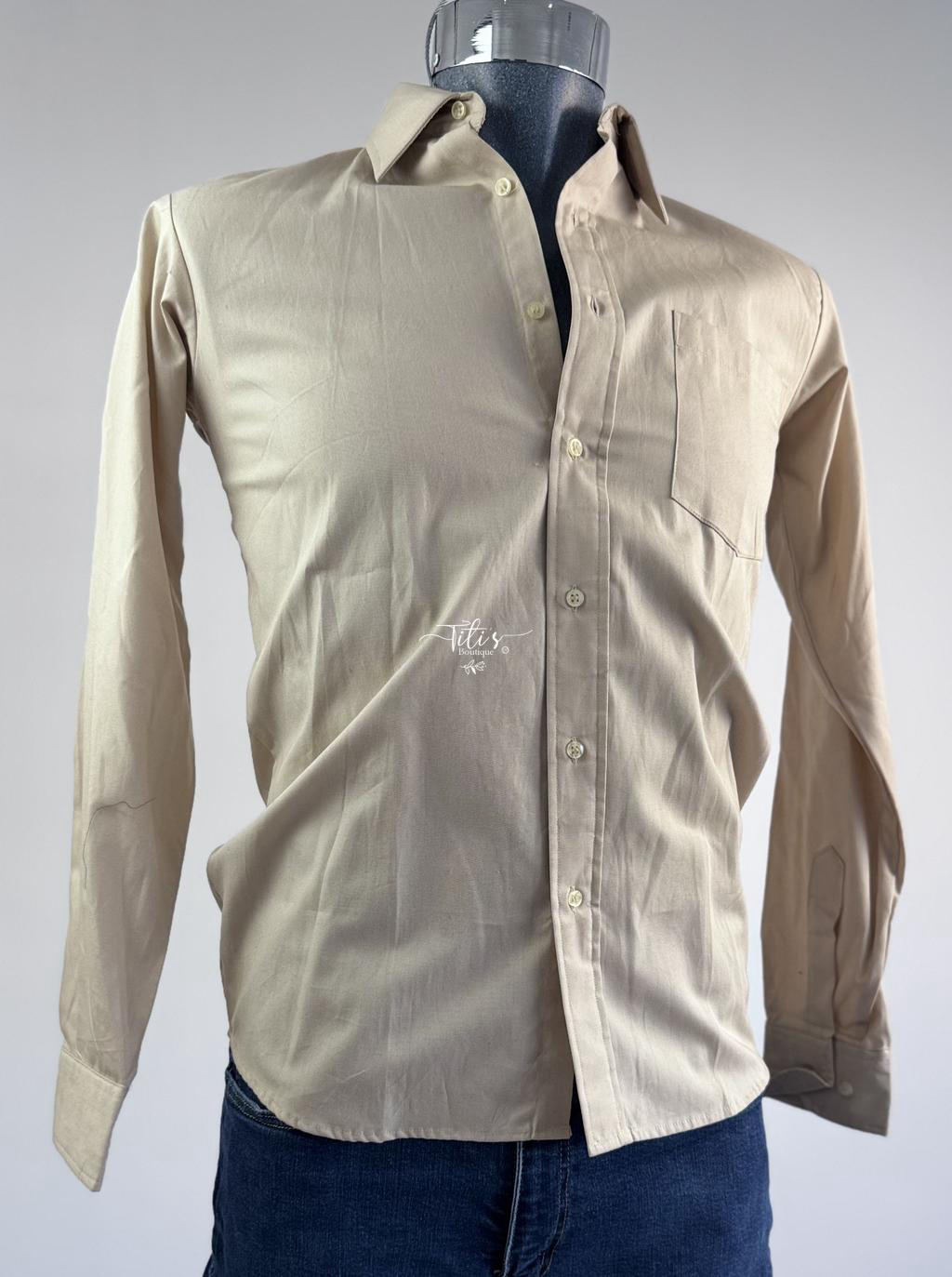 Camisa Manga Larga Beige