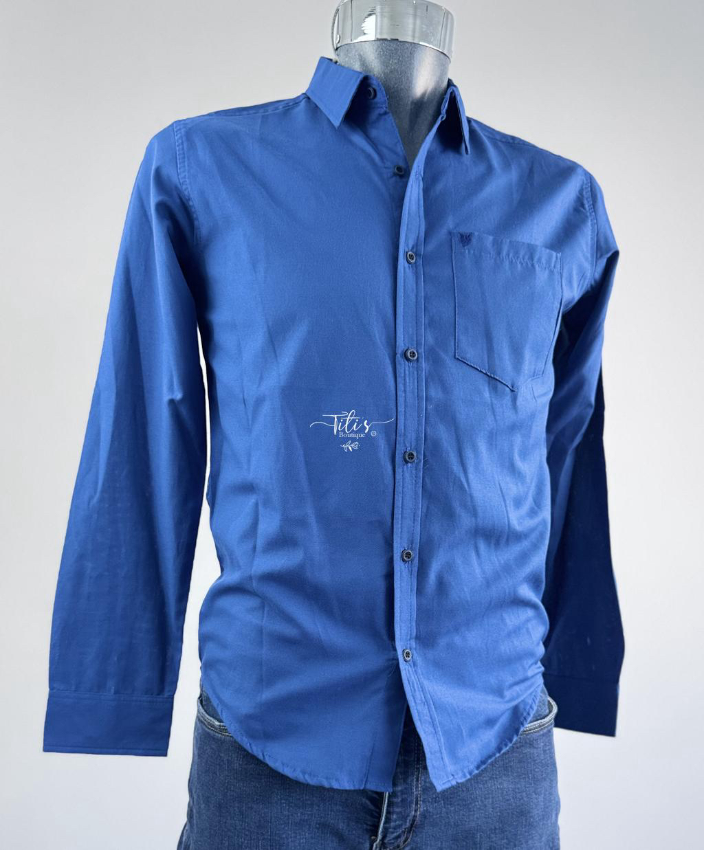 Camisa Manga Larga Azul 