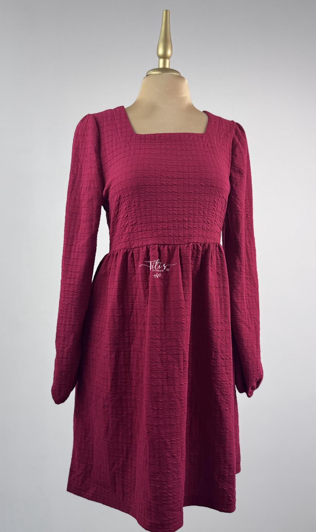 Vestido Corto Manga Larga Rojo