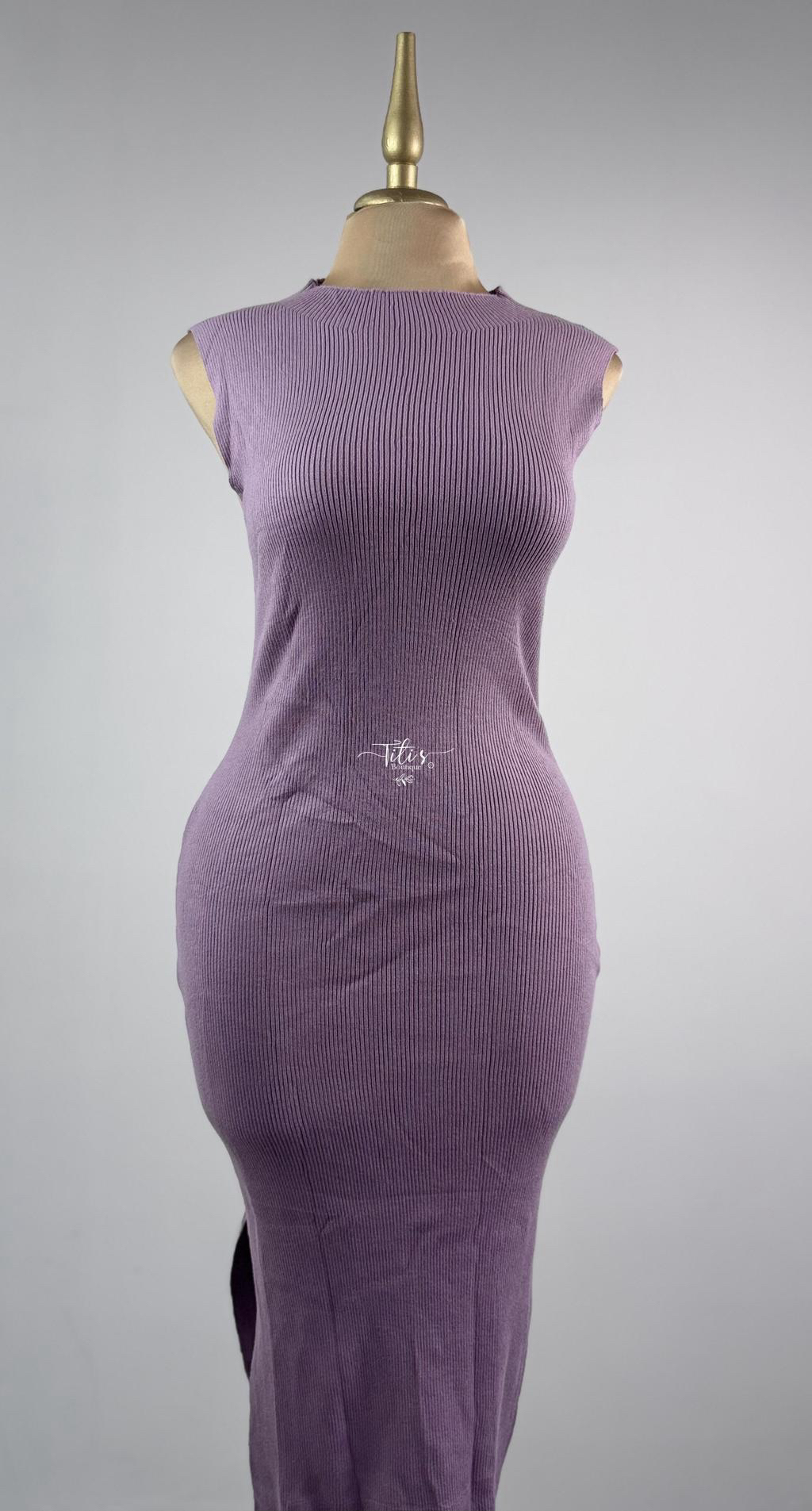 Vestido Tejido Sin Manga Lila
