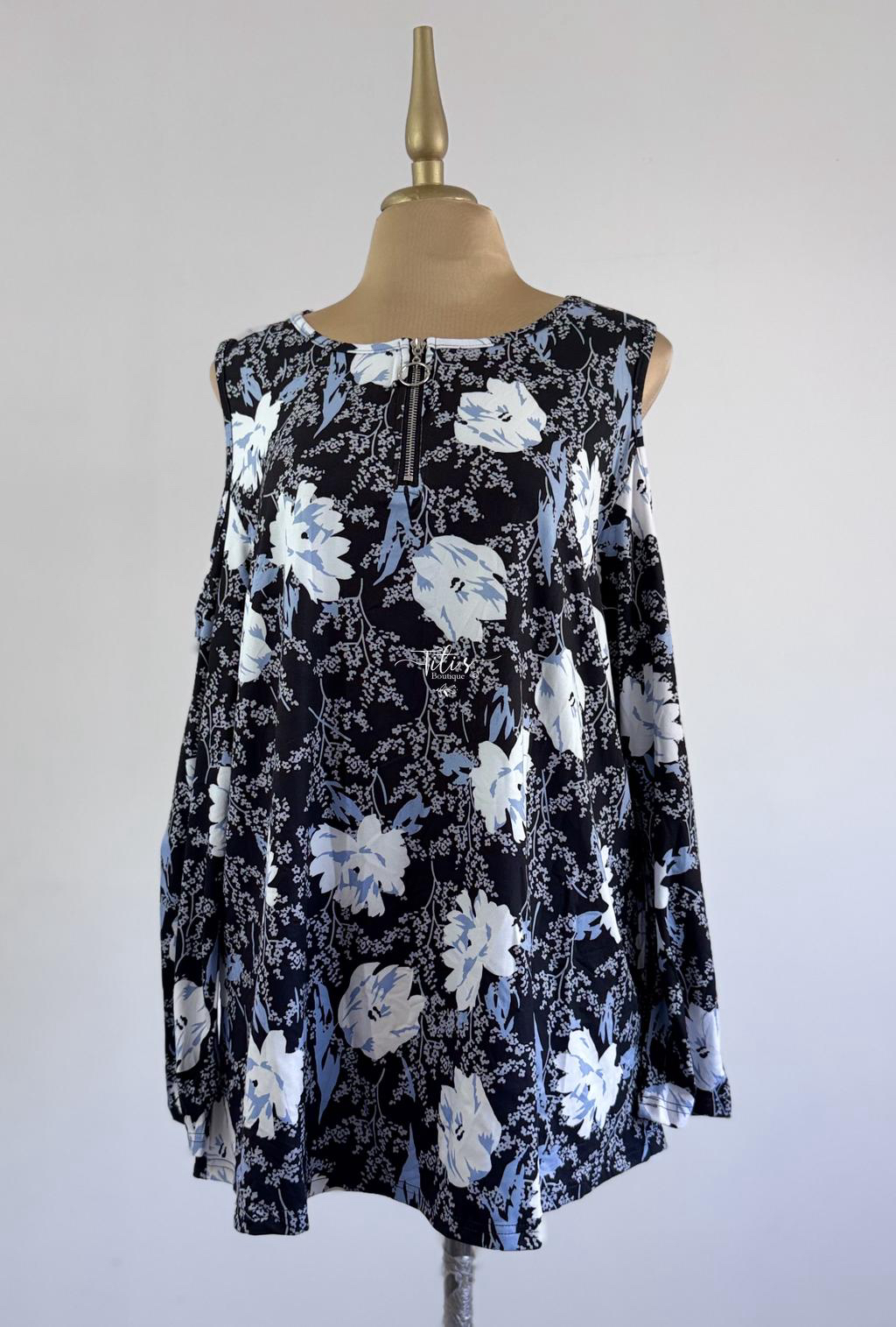 Blusa Manga Larga Estampado Negro 