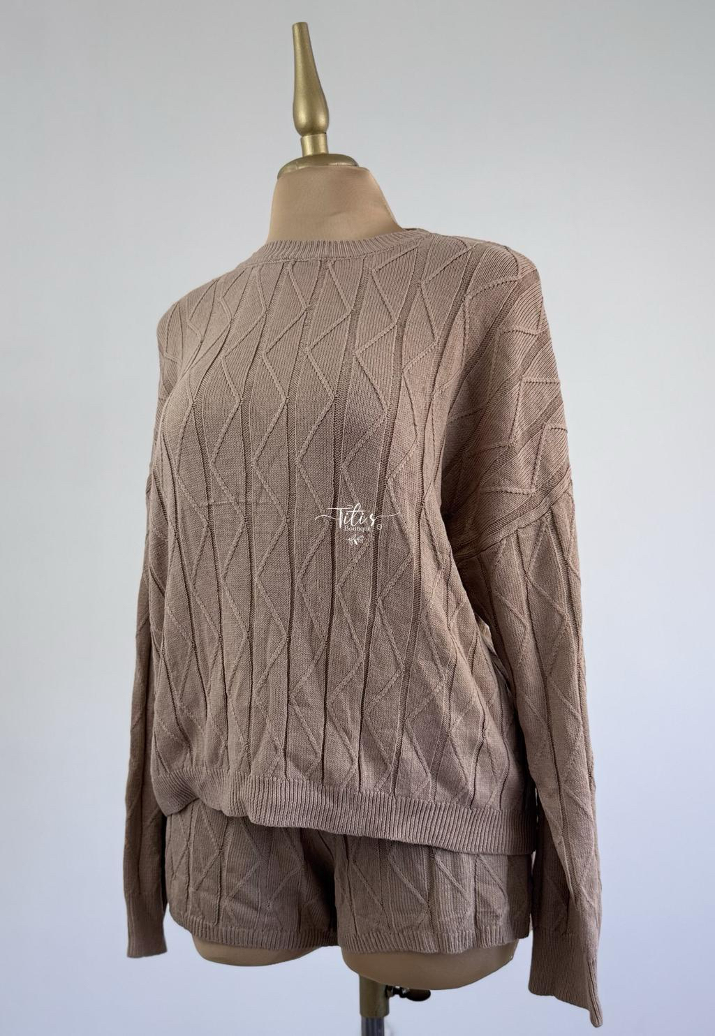 Conjunto Tejido Shorts Beige