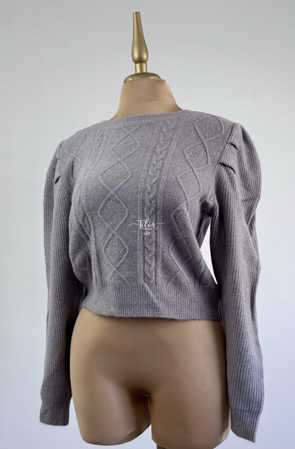 Suéter Tejido Corto Gris