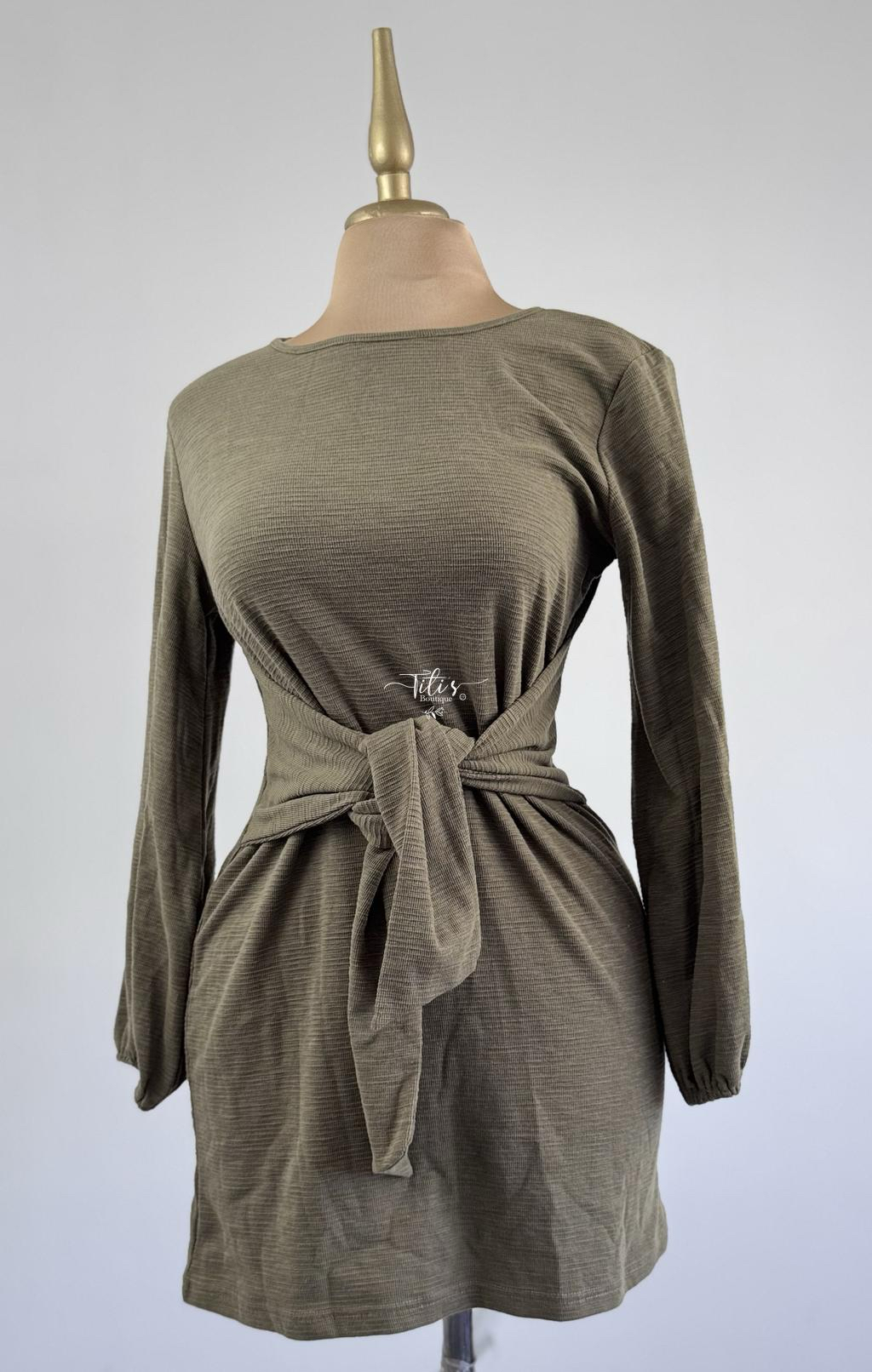 Vestido Corto Manga Larga Verde