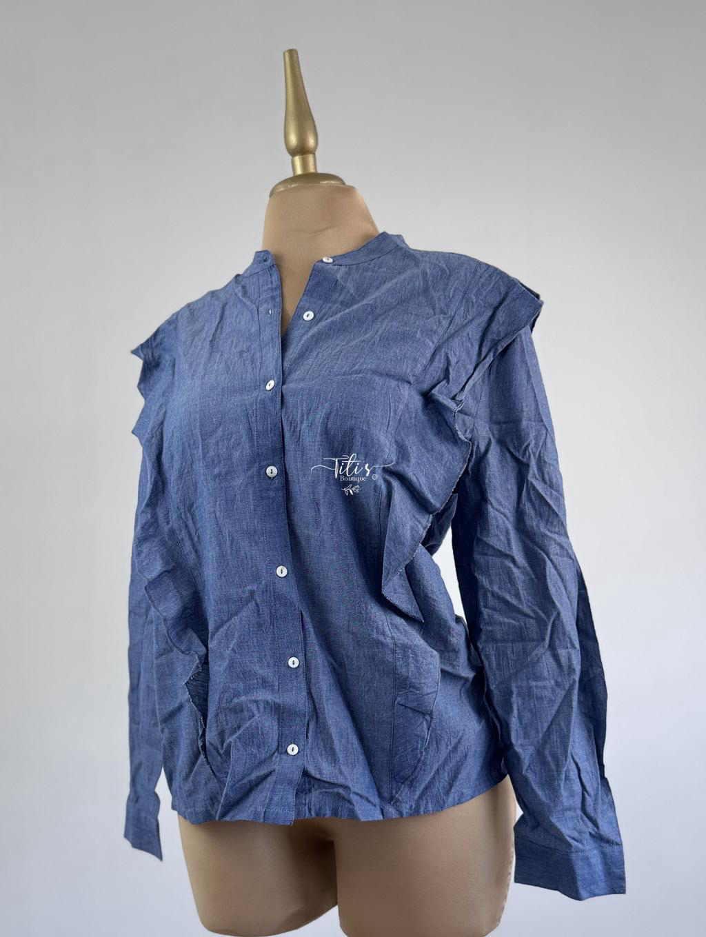 Blusa Manga Larga Azul