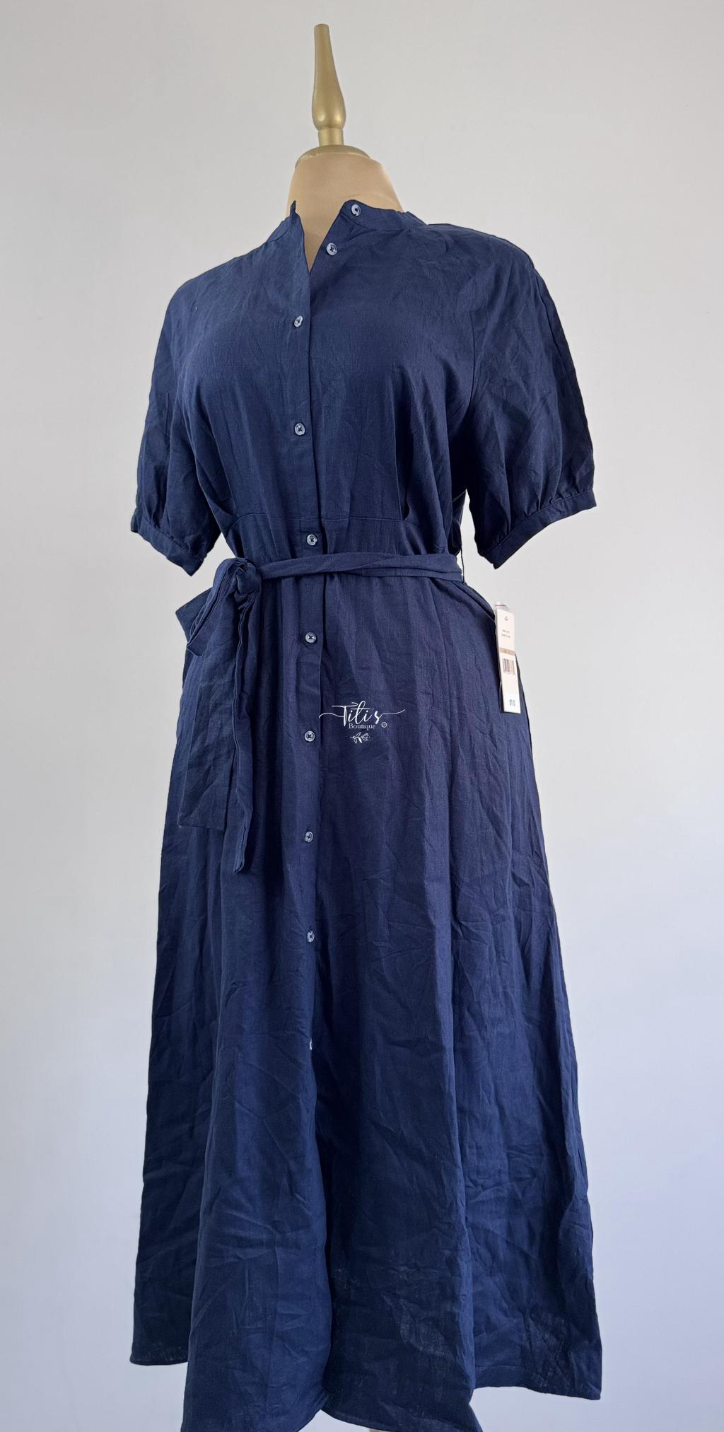 Vestido Botones Azul Marino