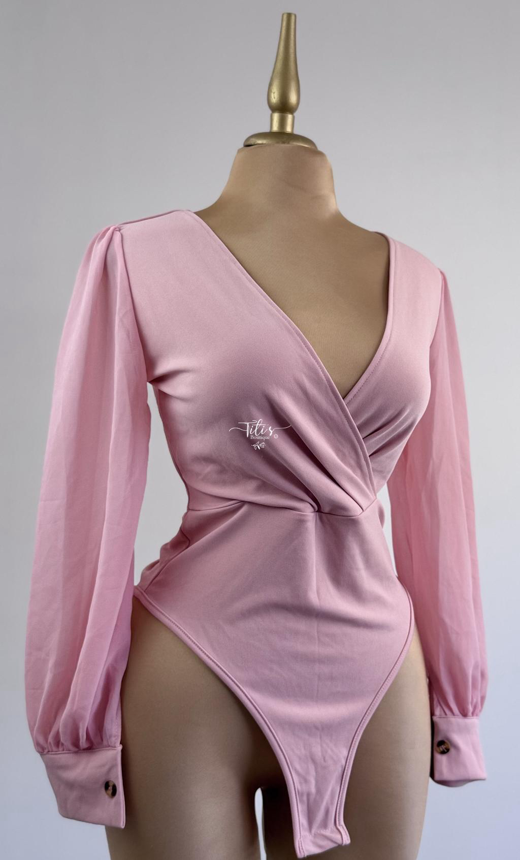 Body Manga Larga Rosa