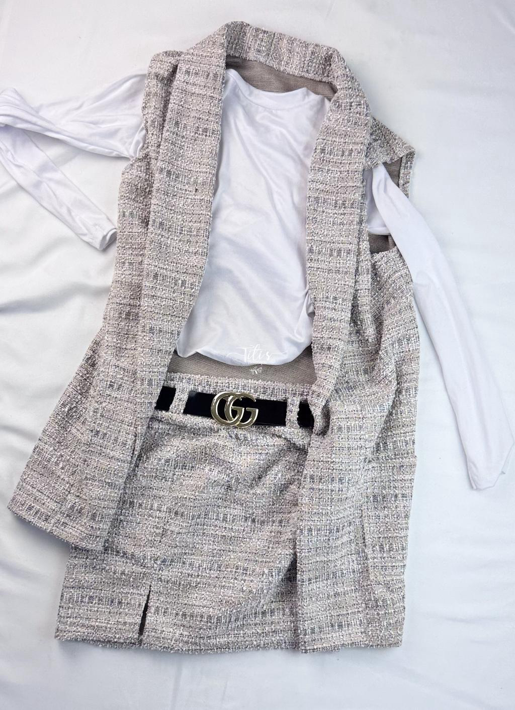 Conjunto Falda 4pz Beige