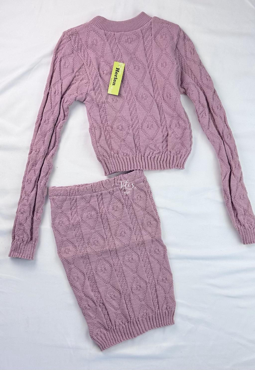 Conjunto Tejido Falda Rosa