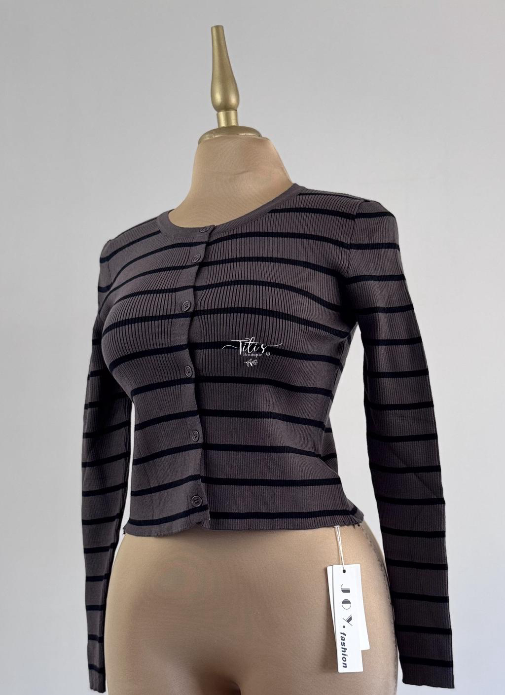 Suéter Rayas Gris/Negro