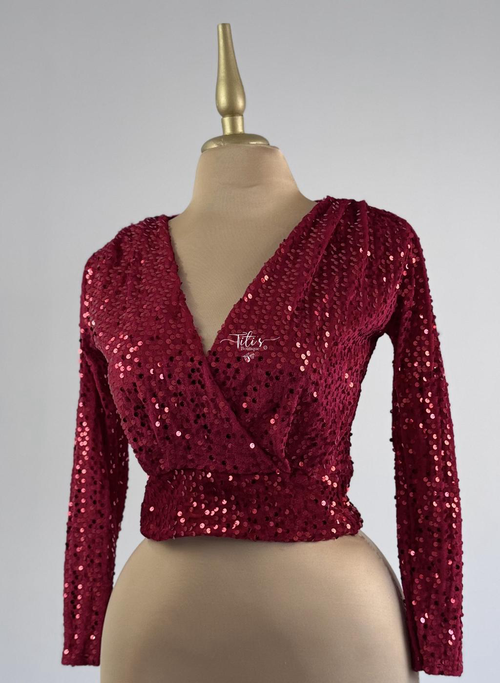 Blusa Manga Larga Lentejuela Rojo