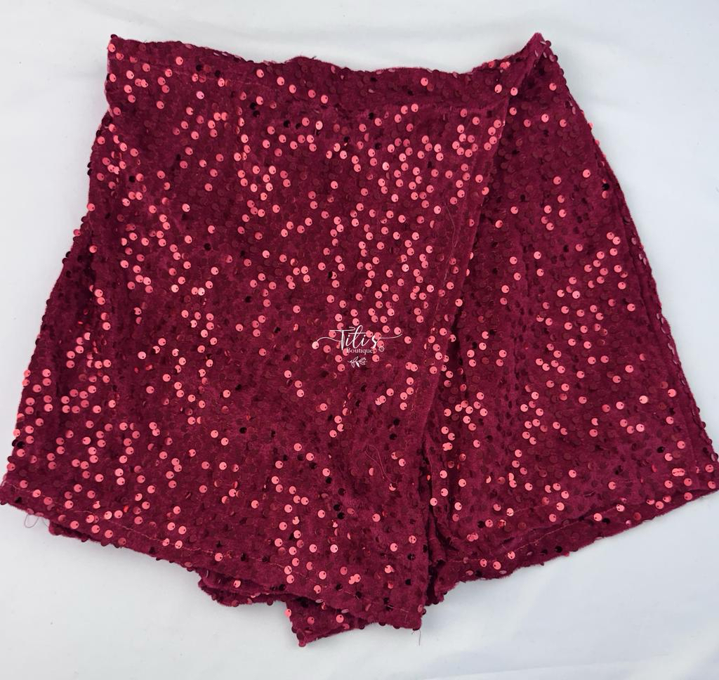 Falda Short Lentejuela Rojo
